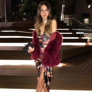 LPA black floral silk gown